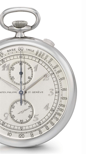 Patek Philippe. A very fine and rare stainless steel openface keyless lever chronograph watch with Breguet numerals and vertically positioned registers