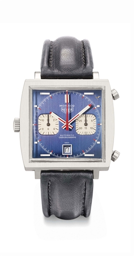 Heuer. An unusual and large stainless-steel square-shaped automatic chronograph wristwatch with date