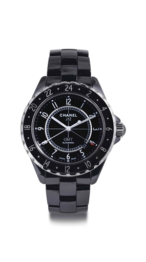 CHANEL. A CERAMIC AUTOMATIC WRISTWATCH WITH DATE, CENTER SECONDS, 24 HOURS AND BRACELET
