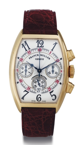FRANCK MULLER. AN 18K GOLD CHRONOGRAPH WRISTWATCH WITH DATE
