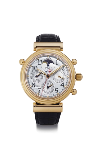 IWC. A FINE 18K GOLD AUTOMATIC SPLIT-SECONDS PERPETUAL CALENDAR CHRONOGRAPH WRISTWATCH WITH MOON PHASES
