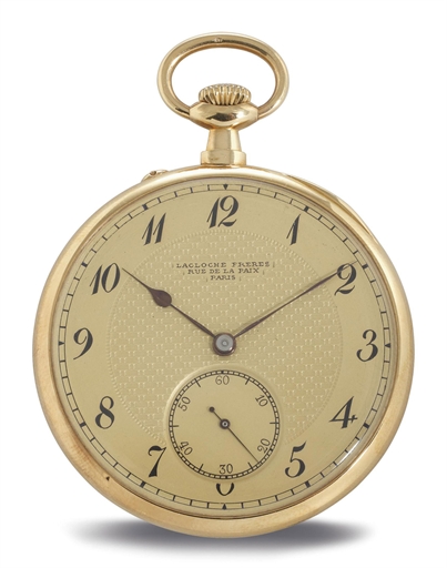 LACLOCHE FRERES. AN 18K GOLD OPENFACE KEYLESS LEVER DRESS WATCH