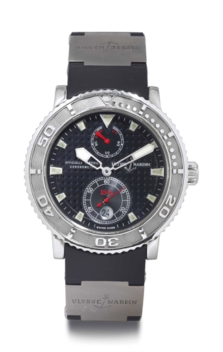 ULYSSE NARDIN. A STAINLESS STEEL AUTOMATIC WRISTWATCH WITH DATE AND UP-AND-DOWN INDICATION