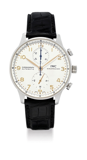 IWC. A LARGE STAINLESS STEEL AUTOMATIC CHRONOGRAPH WRISTWATCH