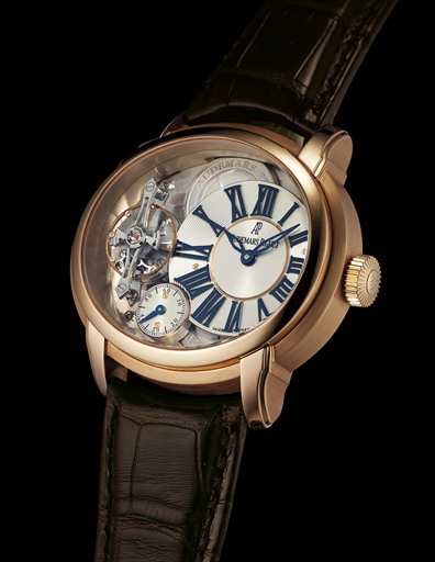 AUDEMARS PIGUET. A FINE AND RARE 18K PINK GOLD OVERSIZED OVAL WRISTWATCH WITH DEAD BEAT JUMP SECONDS, AP ESCAPEMENT AND 7 DAYS POWER RESERVE