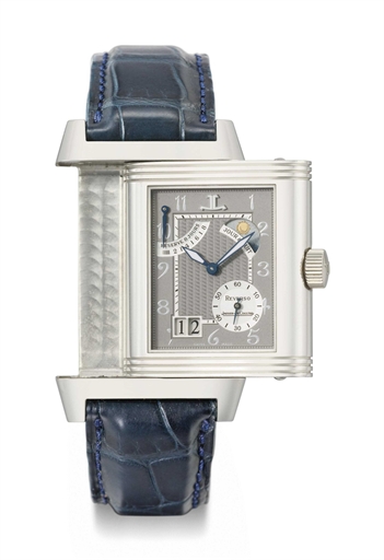 Jaeger-LeCoultre. A platinum limited edition Reverso wristwatch with date, 8-day power reserve and night and day indication