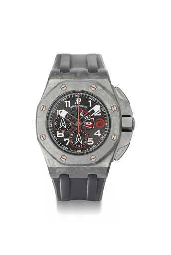 Audemars Piguet. A large carbon limited edition tonneau-shaped automatic chronograph wristwatch with regatta countdown
