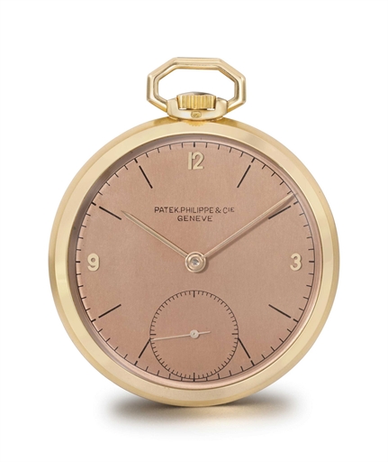 Patek Philippe. An 18K pink gold openface keyless lever watch with pink dial