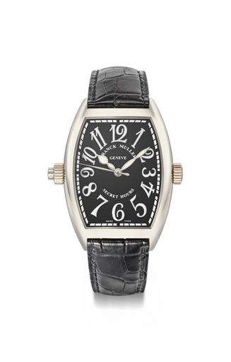 Franck Muller. A large and unusual 18K white gold tonneau-shaped curved automatic wristwatch with unique time display