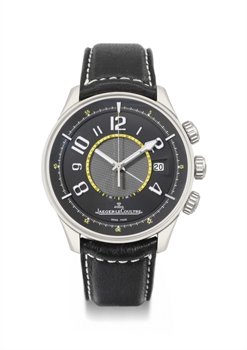 Jaeger-LeCoultre. A platinum limited edition automatic wristwatch with sweep centre seconds, date and alarm