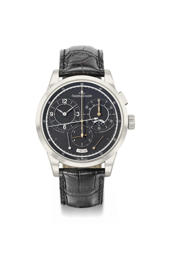 Jaeger-LeCoultre. A rare and large 18K white gold limited edition chronograph wristwatch with flying 1/6th seconds and dual power reserve display