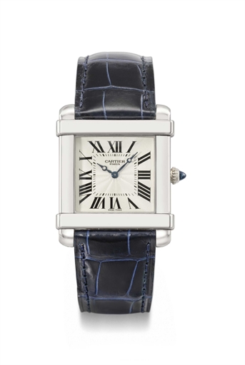 Cartier. A fine platinum square wristwatch
