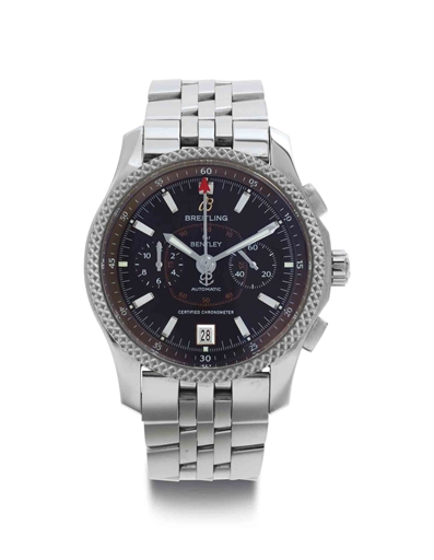 Breitling. A Stainless Steel And Platinum Automatic Chronograph Wristwatch With Date and Bracelet