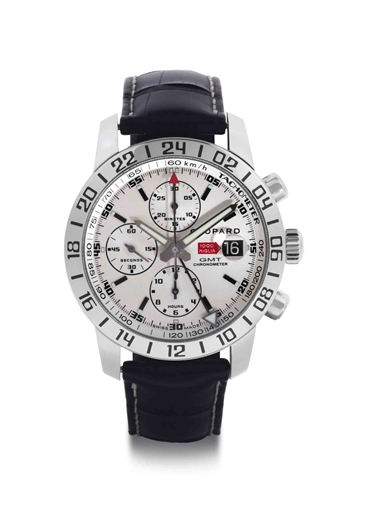 Chopard. A Stainless Steel Automatic Chronograph Dual Time Wristwatch With Date