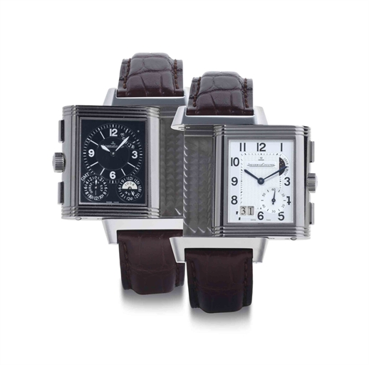 Jaeger-LeCoultre. A Stainless Steel Dual Time Wristwatch With Date, Power Reserve And GMT