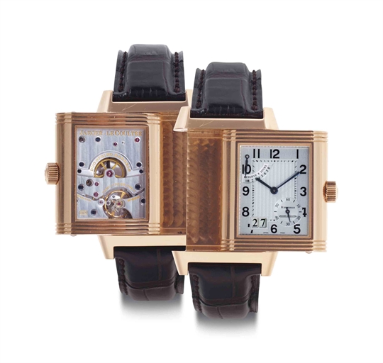 Jaeger-LeCoultre. An 18k Pink Gold Reversible Wristwatch With Date And 8-Day Power Reserve