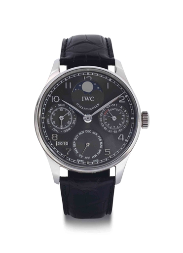 IWC. A Fine 18K White Gold Automatic Perpetual Calendar Wristwatch With 7-day Power Reserve And Moon Phases