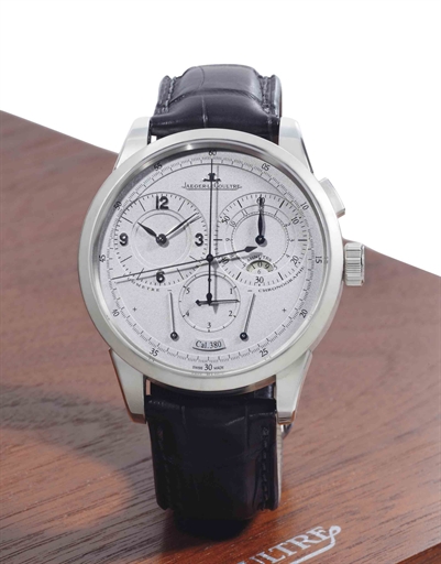 Jaeger-LeCoultre. A Fine And Rare Platinum Chronograph Wristwatch With Unusual Dual Power Reserve And Jumping Seconds