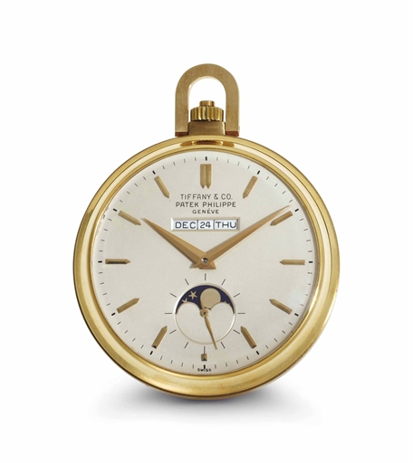 Patek Philippe. An Extremly Rare, Important And Probably Unique 18k Gold, Two Train, Minute Repeating Through The Crown Openface Keyless Lever Perpetual Calendar Watch With Moon Phases