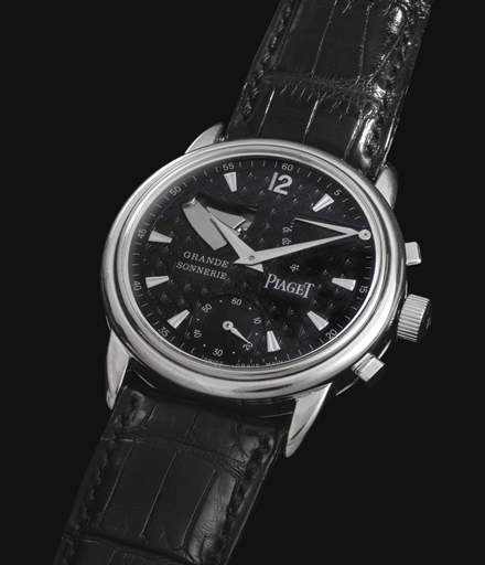 Piaget. A Very Rare And Fine Limited Series 18k White Gold Minute Repeating Grande And Petite Sonnerie Striking Two-Train Wristwatch With Power Reserve Indication