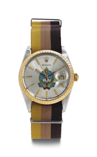 Rolex. A Stainless Steel And Gold Automatic Wristwatch With Date, Center Seconds And Coat Of Arms Of Saudia Arabia
