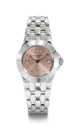 Patek Philippe. A Lady's Stainless Steel Automatic Wristwatch With Date And Bracelet