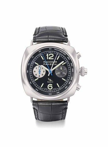 Panerai. A fine stainless steel automatic limited edition split seconds chronograph wristwatch with 1/8TH second register