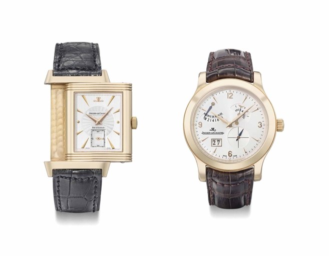 Jaeger-LeCoultre. A lot of one 18K pink gold and one 18K gold mechanical wristwatches of which one with oversized date and power reserve indication and one limited edition with engraved movement