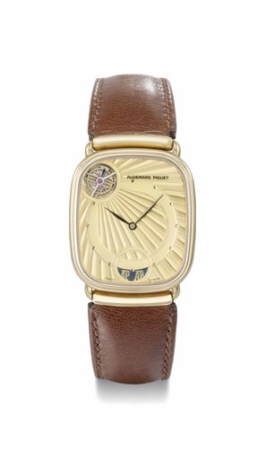 Audemars Piguet. A fine 18K gold thin automatic tourbillon wristwatch