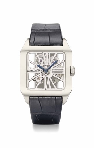 Cartier. A very fine 18K white gold skeletonized wristwatch