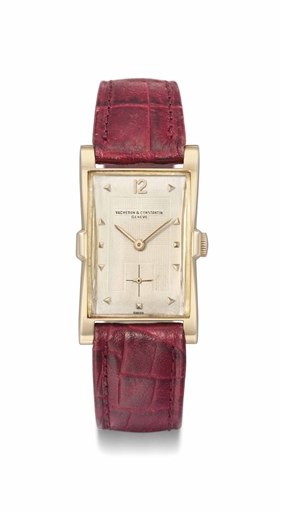 Vacheron Constantin. A fine and rare 18K pink gold rectangular-shaped wristwatch with flared sides