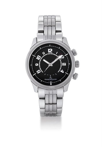 JAEGER-LECOULTRE. A LARGE STAINLESS STEEL LIMITED EDITION AUTOMATIC WRISTWATCH WITH SWEEP CENTRE SECONDS, ALARM, DATE AND BRACELET