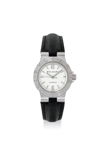 BULGARI. A LADY'S 18K WHITE GOLD AUTOMATIC WRISTWATCH WITH DATE AND SWEEP CENTRE SECONDS
