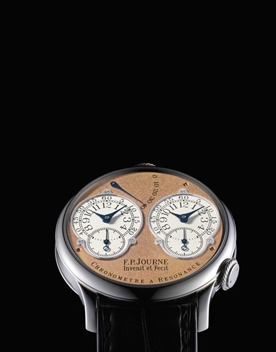 F.P. JOURNE. A FINE AND RARE PLATINUM DUAL TIME CHRONOMETER WRISTWATCH WITH RESONANCE-CONTROLLED TWIN INDEPENDENT GEAR-TRAIN MOVEMENT AND POWER RESERVE