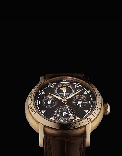 AUDEMARS PIGUET. A FINE 18K PINK GOLD AUTOMATIC PERPETUAL CALENDAR WRISTWATCH WITH MOON PHASES, EQUATION OF TIME AND BLACK DIAL