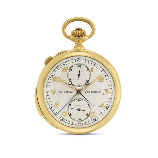 PATEK PHILIPPE. A FINE AND RARE 18K GOLD OPENFACE MINUTE REPEATING SPLIT SECONDS CHRONOGRAPH KEYLESS LEVER WATCH WITH BREGUET NUMERALS AND VERTICAL REGISTERS