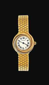 An 18ct gold quartz 'Trinity' wristwatch, by Cartier