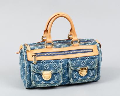 Sold at Auction: LOUIS VUITTON Monogram Denim Neo Speedy Blue Handbag