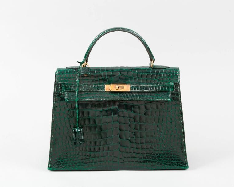 HERMES Paris;*Sac "Kelly" 33 cm en crocodylus…
