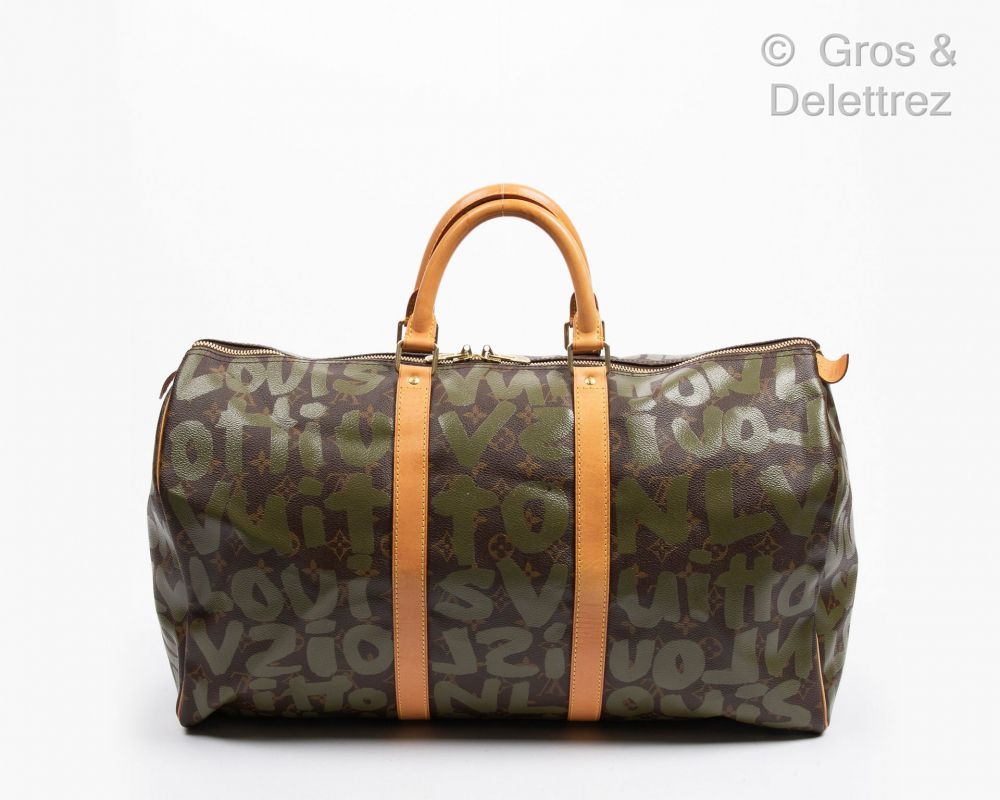 Louis Vuitton Keepall 50 Monogram Graffiti Green Duffle Bag Auction
