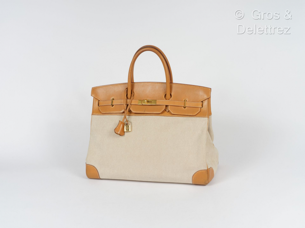 Hermes Bag Handbag Multi Beige, Green, Orange, Brown Fabric And Leather  Auction
