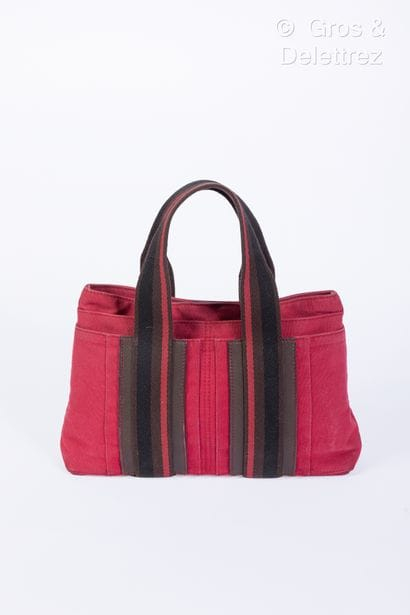 HERMES Paris made in France - Sac "Troca" 30cm en toile bord - Lot 24