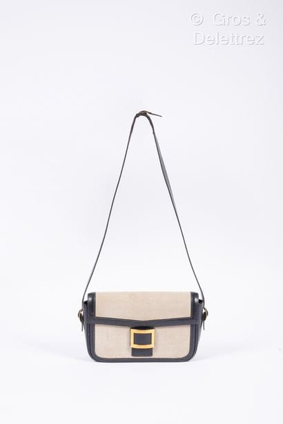 HERMES Paris - Sac "Martine" 23cm en box marine et toile H, - Lot 27