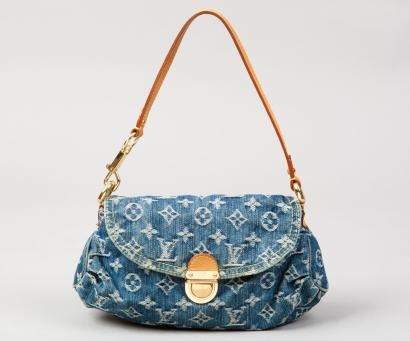  Louis Vuitton Bolso plisado de mezclilla azul para