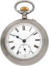 Swiss Sterling Silver Patent Automaton Pocket Watch, circa 1901....