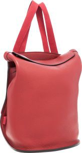 Hermes Rouge H Clemence Leather Sherpa Backpack Bag.