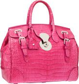 Ralph Lauren Pink Crocodile Ricky Bag with Silver Hardware.