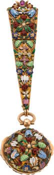 A. Moilliet & Cie Miniature Gold & Enamel Verge Fusee.Needs Movement Restoration, circa 1800....