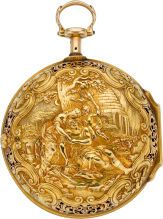 William Webster, Exchange Alley, Very Fine Gold Repoussé Verge.Fusee, circa 1770....