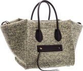Celine Green & Black Wool Phantom Luggage Tote Bag.